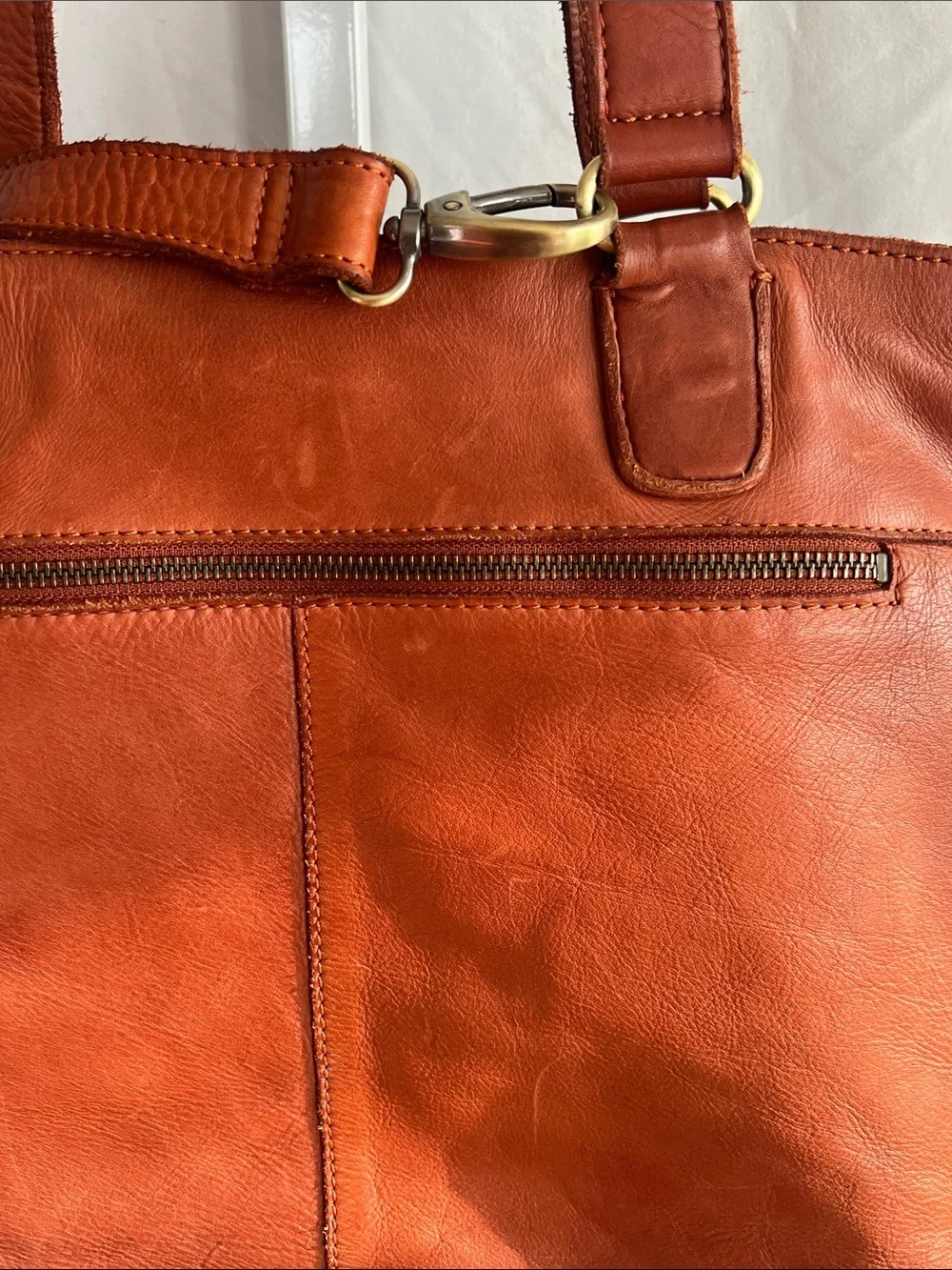 Marta Ponti Classic Brown Genuine Leather Tote Computer Bag Electronic Bag